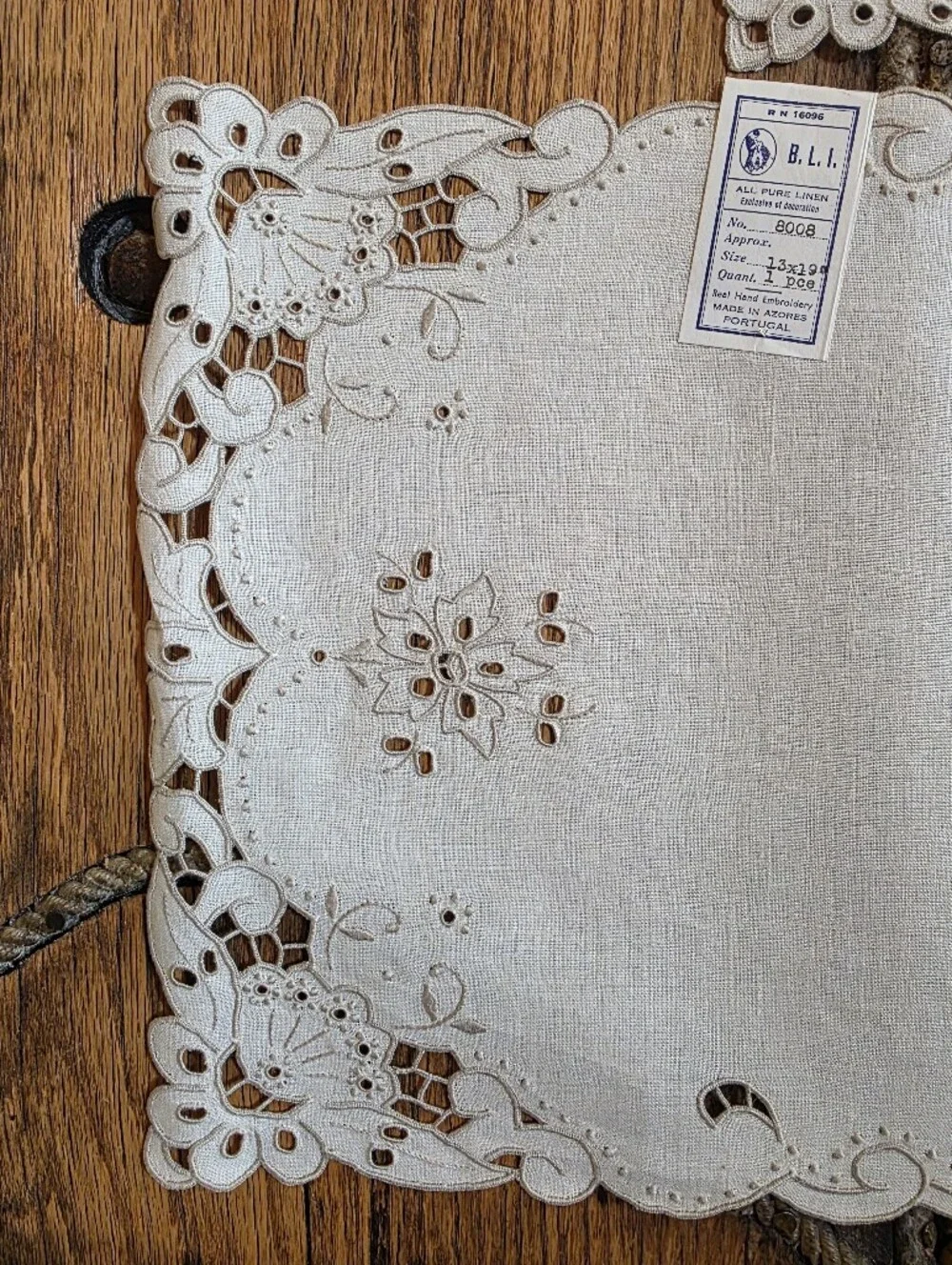 Vintage Hand Embroidered And Cut Lace Placemats Made In Portugal